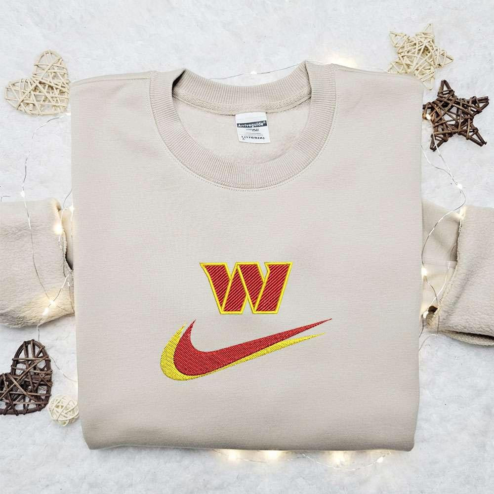 Washington Commanders x Nike Swoosh Embroidered Shirt NFL Sports Embroidered Hoodie Best Fandom Gift Ideas