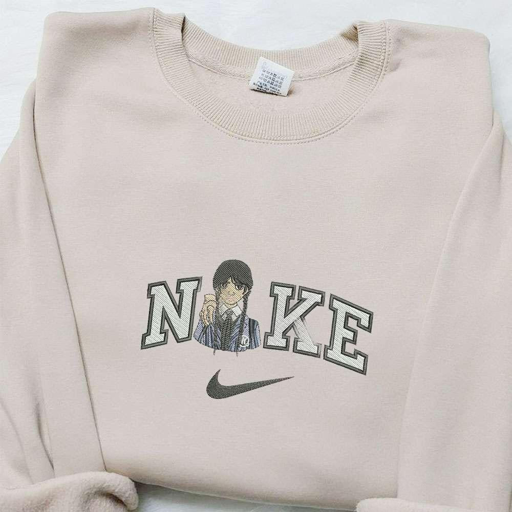 Wednesday Addams And Thing x Nike Embroidered Shirt Nike Inspired Embroidered Hoodie Best Gifts For Family