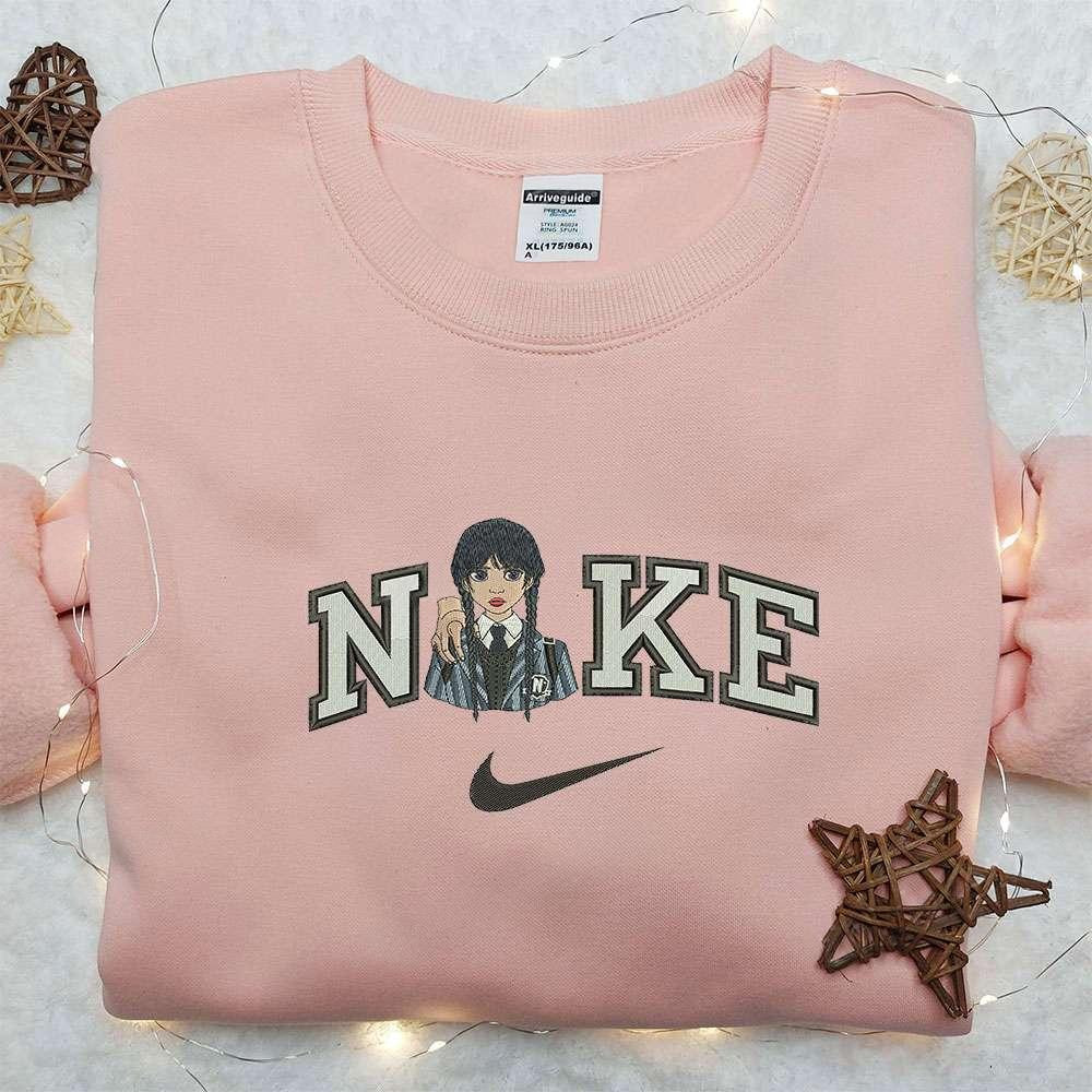 Wednesday Addams x Nike Embroidered Hoodie Wednesday Embroidered Shirt Nike Inspired Embroidered Shirt