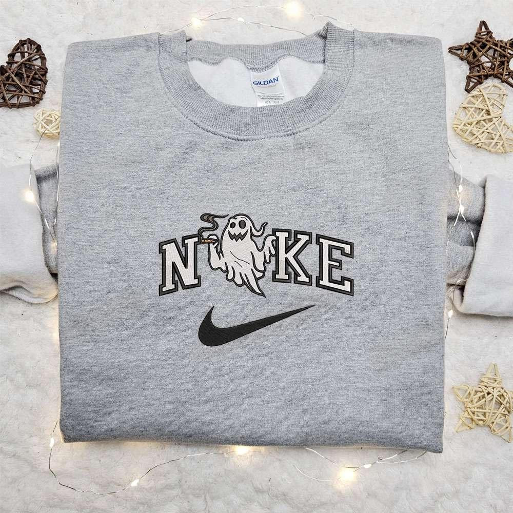 Weed Ghost x Nike Embroidered Sweatshirt Halloween Embroidered Shirt Best Halloween Gift Ideas for Family