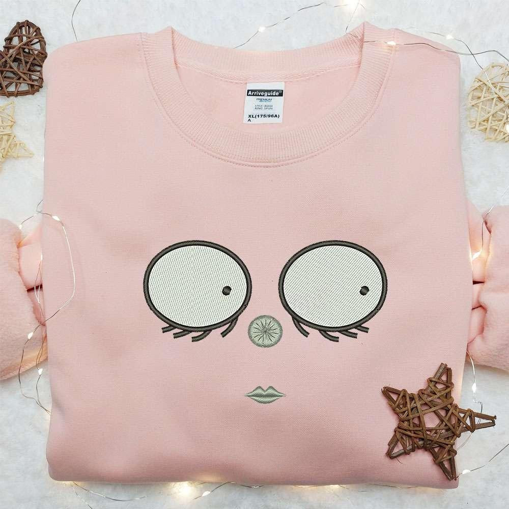 Weird Girl Face Embroidered Sweatshirt Halloween Embroidered Hoodie Best Gifts For Family