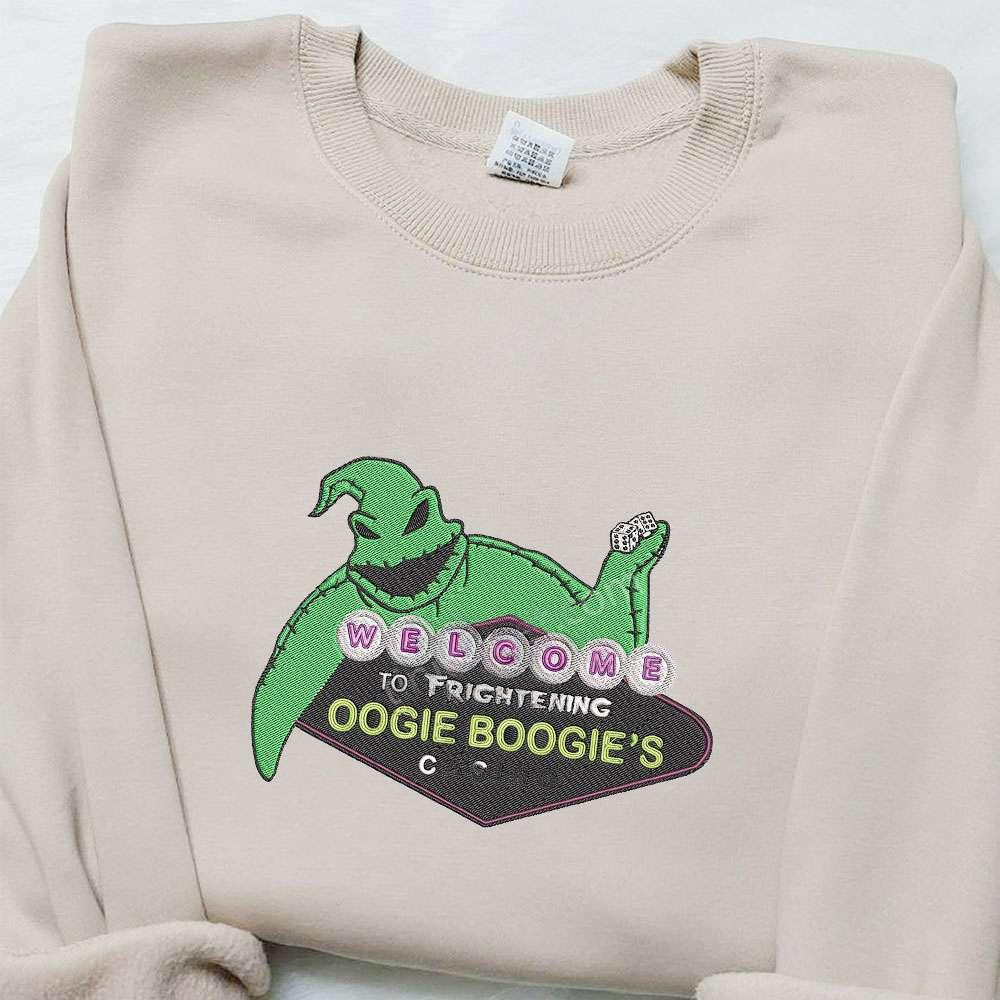 Welcome To Frightening Oogie Boogies Casino Embroidered Sweatshirt The Nightmare Before Christmas Embroidered Hoodie Best Halloween Gift Ideas