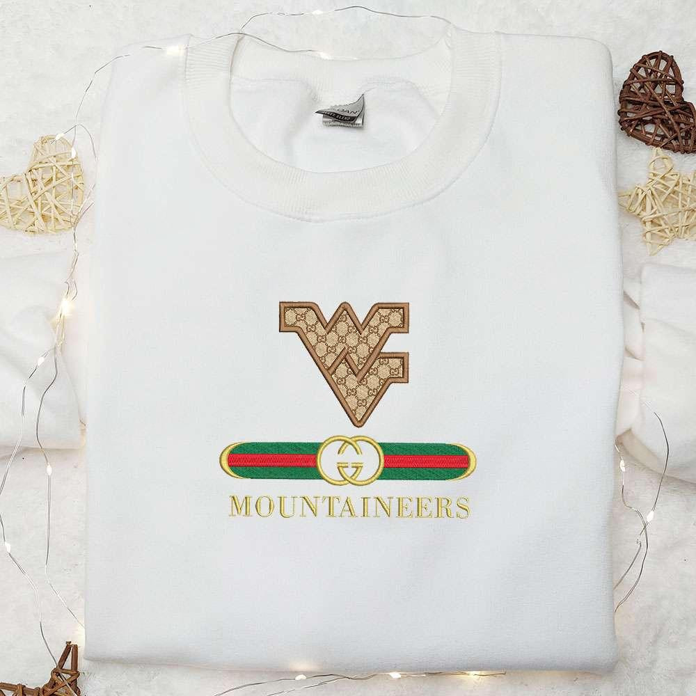 West Virginia Mountaineers x Gucci Embroidered Shirt NCAA Sports Embroidered Hoodie Best Gift Idea