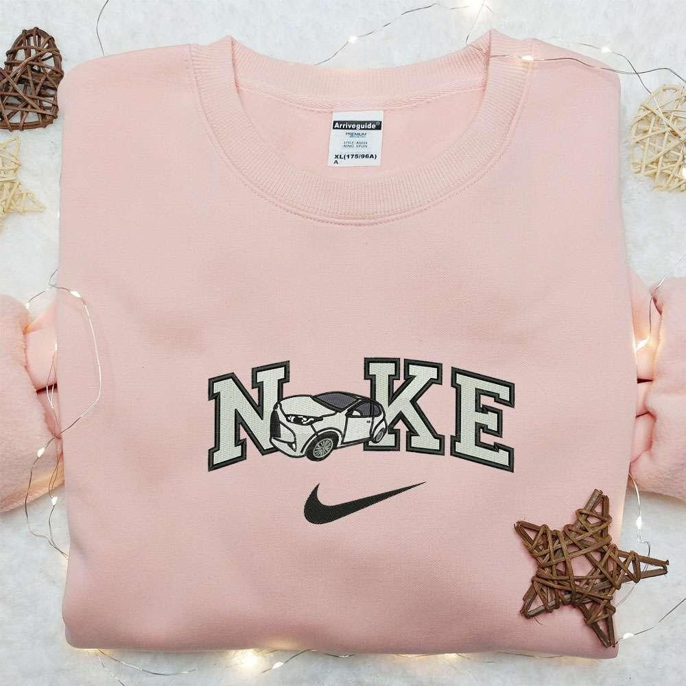 White Car x Nike Embroidered Shirt Transportations Embroidered Hoodie Nike Inspired Gift Idea