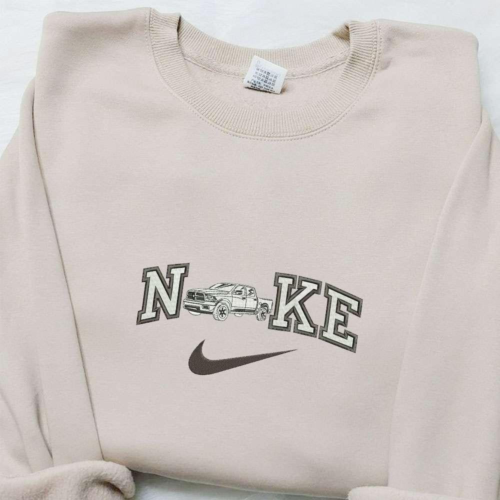 White Car x Nike Embroidered Shirt Transportations Embroidered Shirt Nike Inspired Embroidered Hoodie