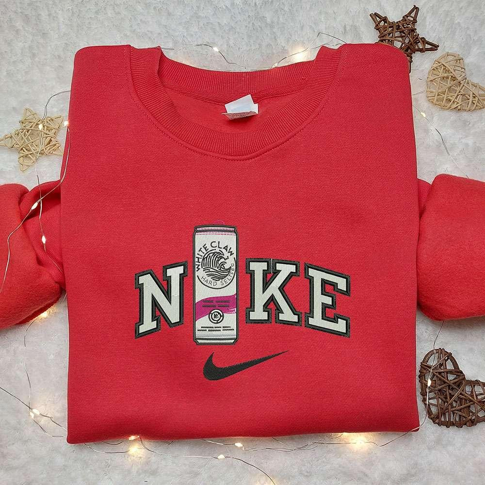White Claw Bottle x Nike Embroidered Hoodie Favorite Dringk Embroidered Shirt Nike Inspired Embroidered Shirt