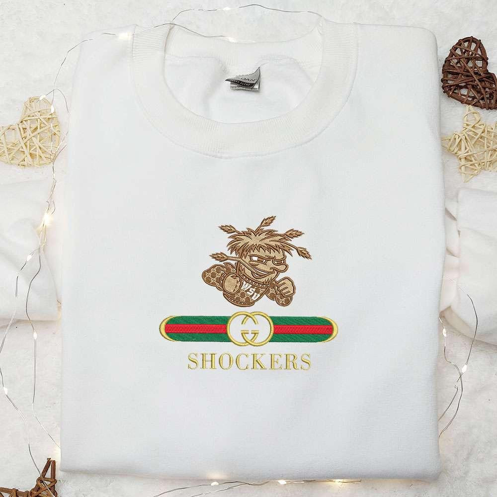 Wichita State Shockers x Gucci Embroidered Shirt NCAA Sports Embroidered Hoodie Best Gift Idea