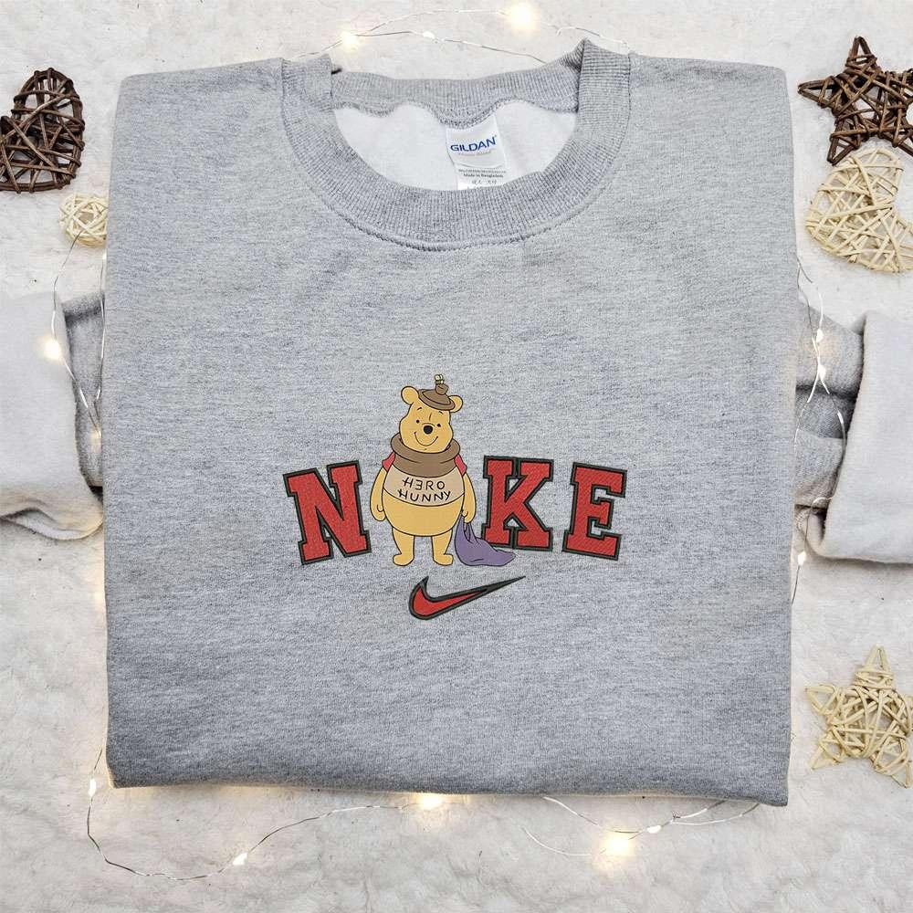 Wiinie the Pooh Halloween x Nike Embroidered Sweatshirt Walt Disney Characters Embroidered Shirt Best Halloween Gift Ideas