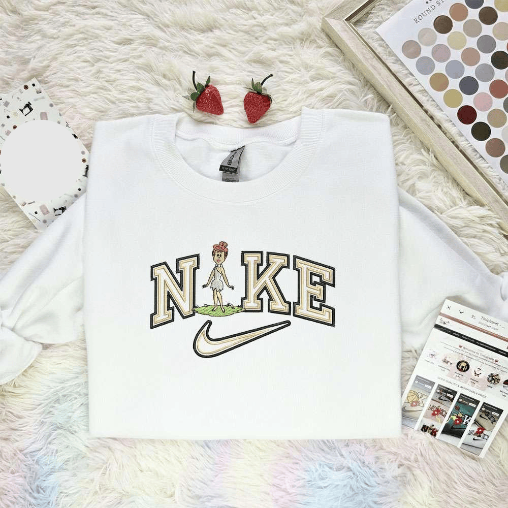 Wilma Flintstone X Nike Embroidered Shirt The Flintstones Cartoon Embroidered Hoodie