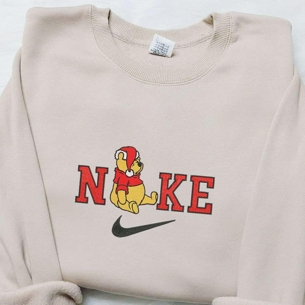 Winnie Pooh Asleep x Nike Christmas Embroidered Sweatshirt Cartoon Christmas Embroidered Shirt Best Christmas Gift Ideas