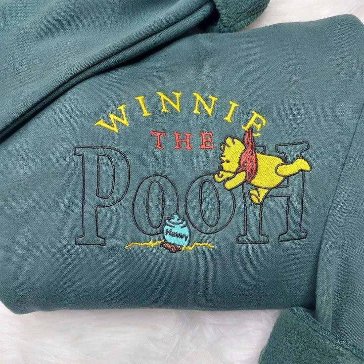 Winnie Pooh Embroidered Sweatshirt Disney Embroidered Hoodie Best Gifts for Family