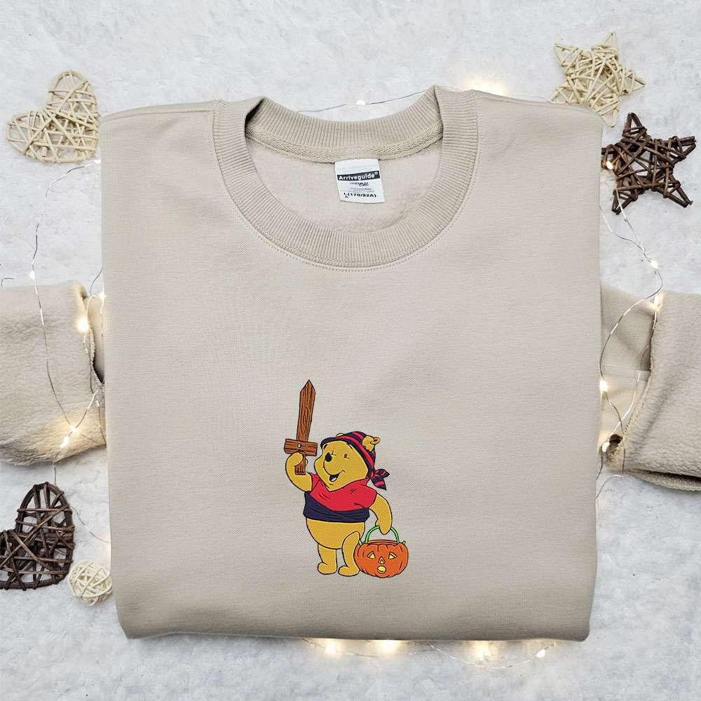 Winnie Pooh Halloween Embroidered Hoodie Disney Halloween Embroidered Sweatshirt Best Halloween Gift Ideas