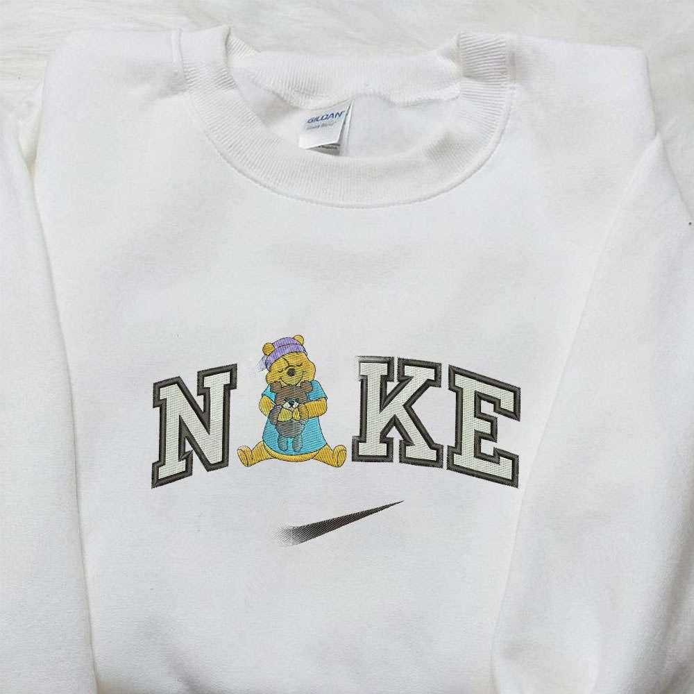 Winnie The Pooh and Teddy Bear x Nike Embroidered Sweatshirt Winnie The Pooh Embroidered Sweatshirt Nike Inspired Embroidered Shirt