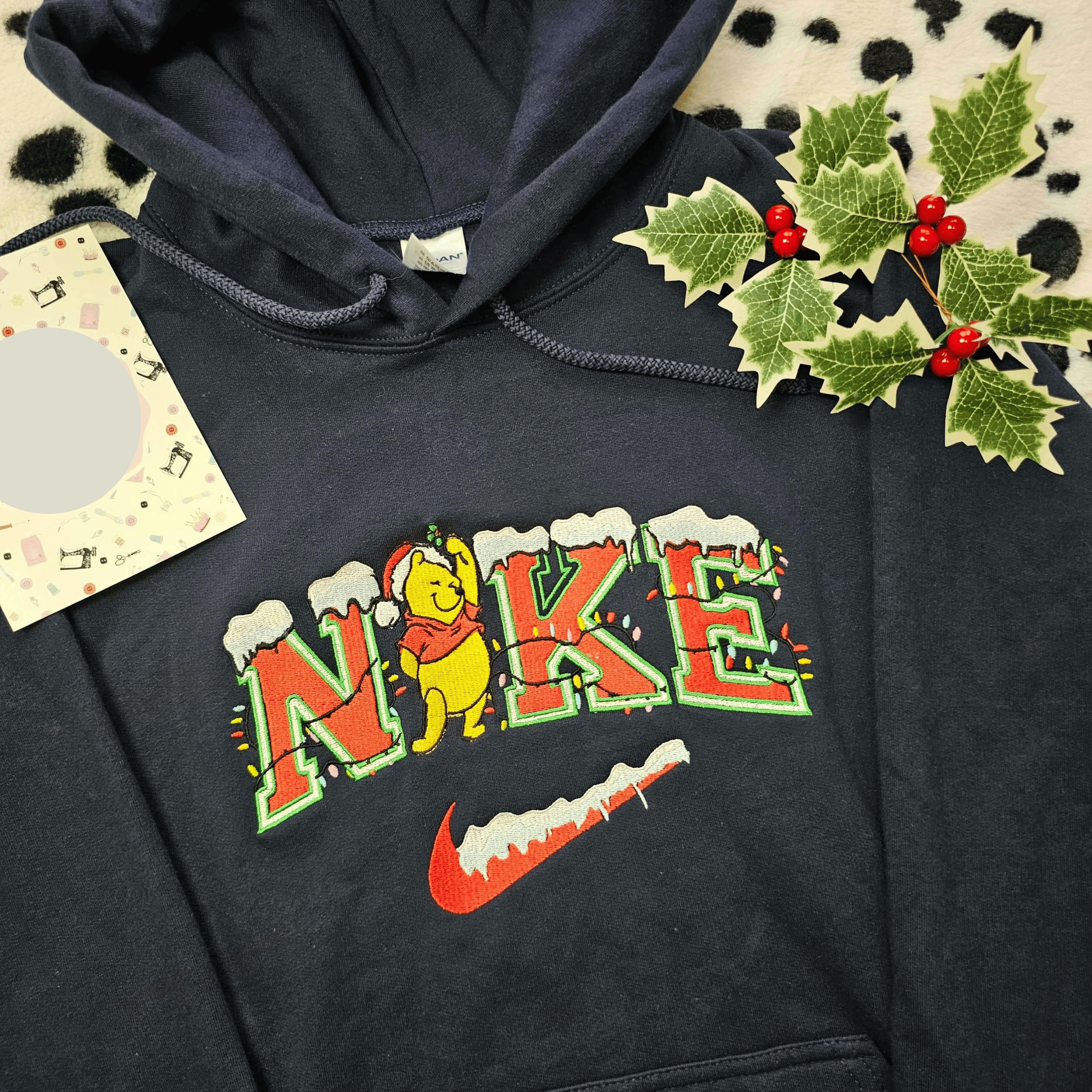 Winnie The Pooh Christmas Lights Snow Embroidered Shirt, Best Christmas Gift Ideas For Family