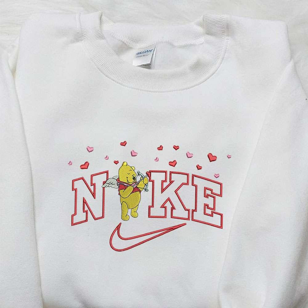Winnie The Pooh Cupid x Nike Embroidered Sweatshirt Winnie The Pooh Disney Embroidered Sweatshirt Nike Inspired Embroidered Shirt