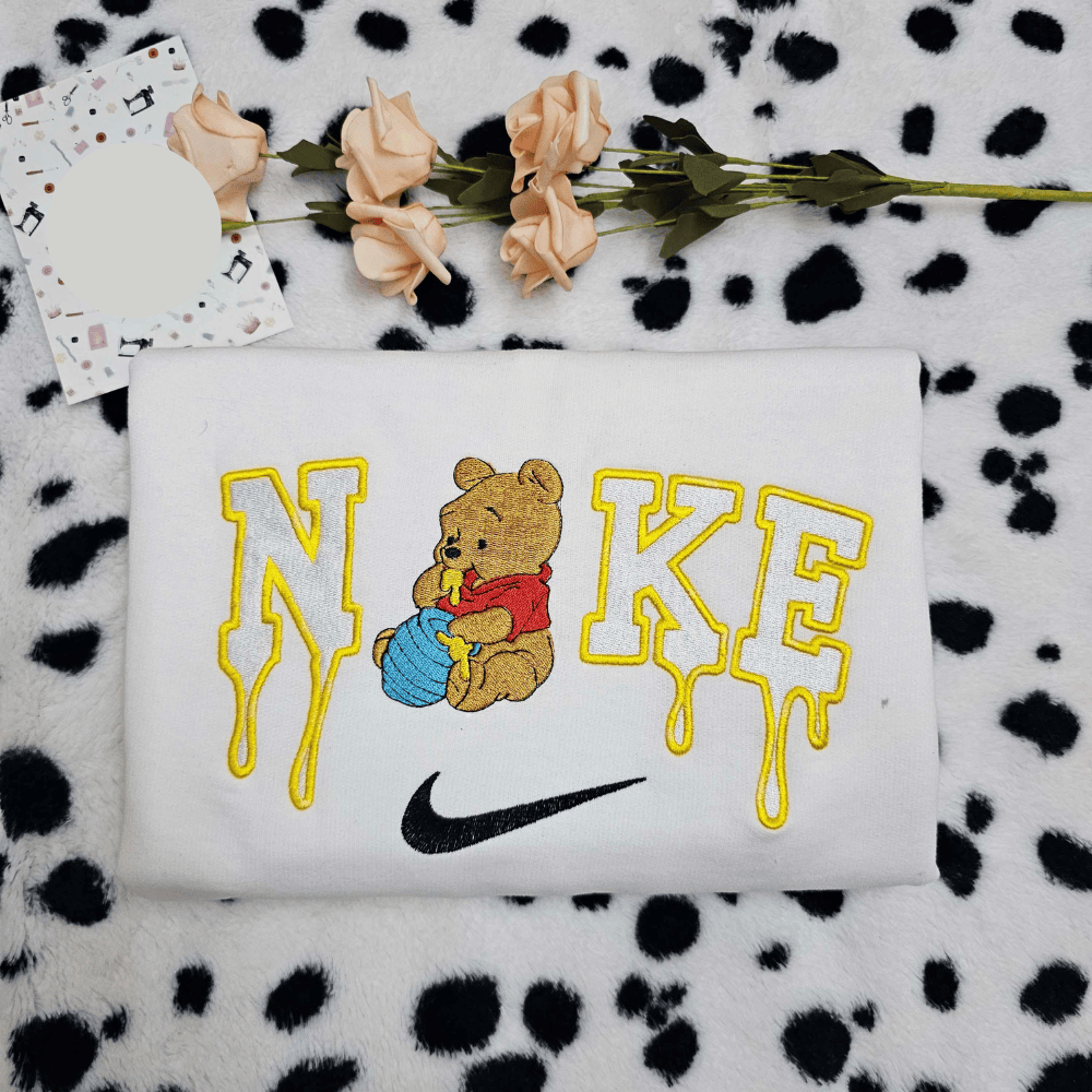 Winnie The Pooh Eating Honey Disney Characters Embroidered Shirt