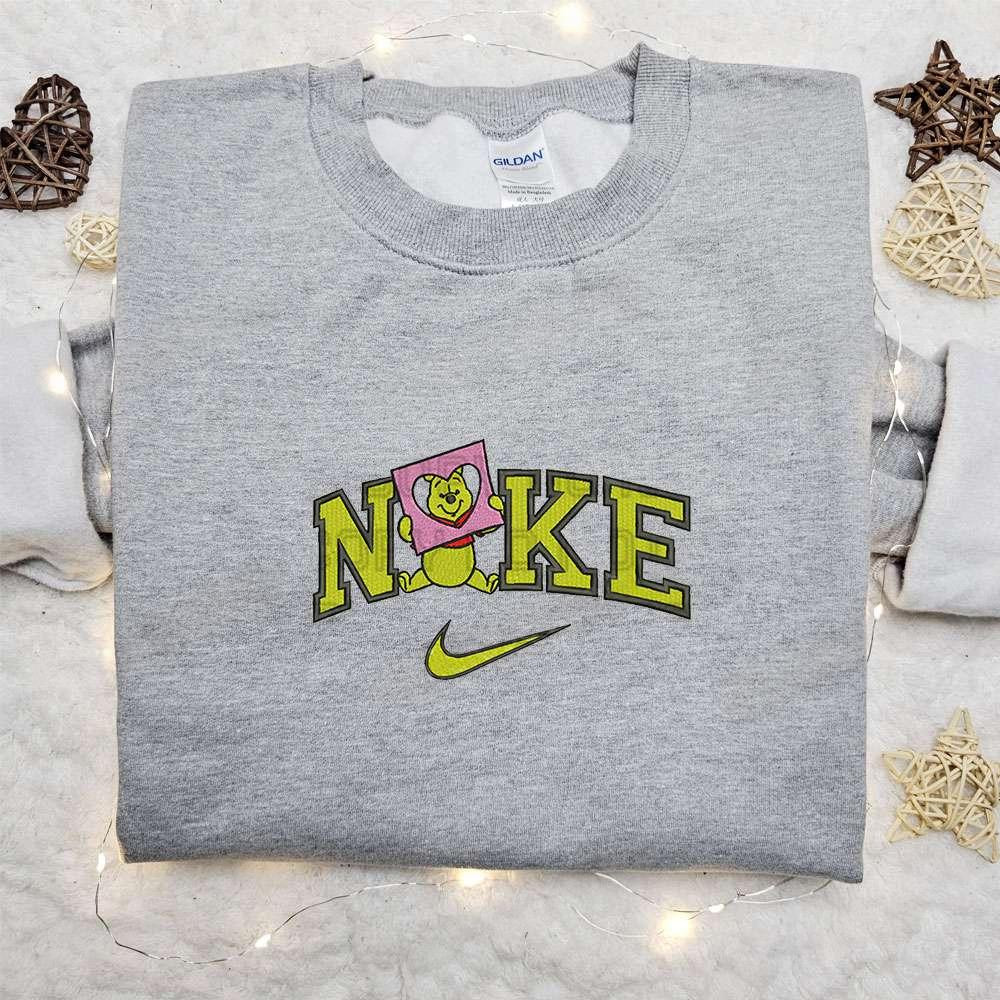 Winnie The Pooh Heart Paper x Nike Embroidered Shirt Valentines Day Embroidered Hoodie Best Holiday Gift Ideas