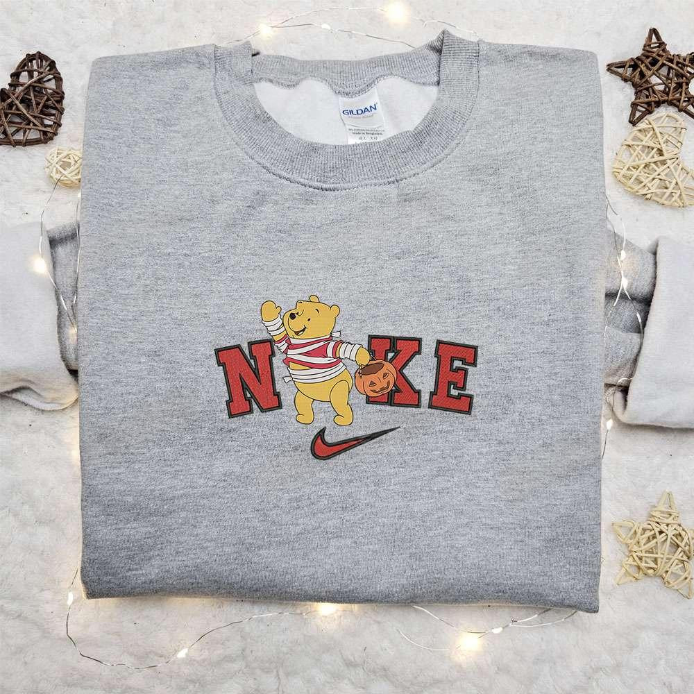 Winnie the Pooh Mummy Halloween x Nike Embroidered Sweatshirt Walt Disney Characters Embroidered Shirt Best Halloween Gift Ideas