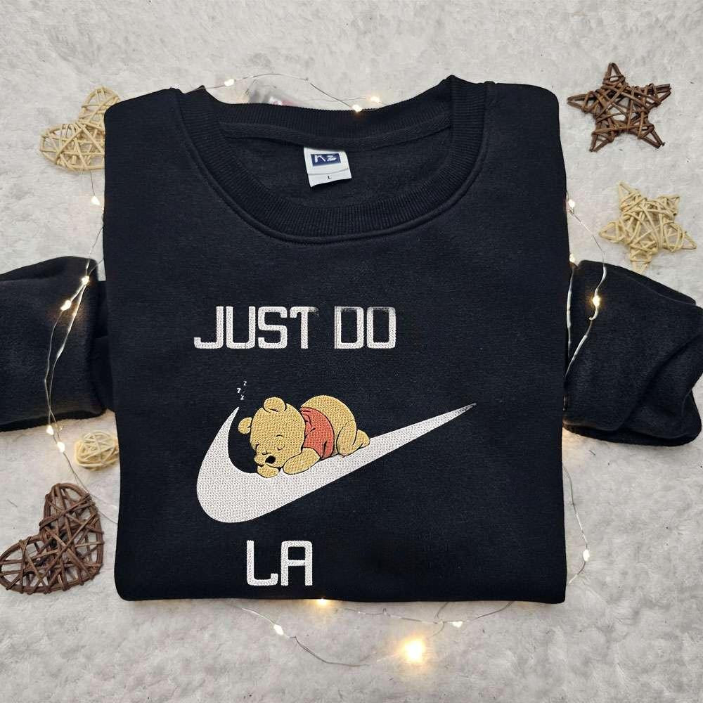 Winnie the Pooh Sleep x Nike Embroidered Sweatshirt Disney Characters Embroidered Shirt Best Gift Ideas for Family
