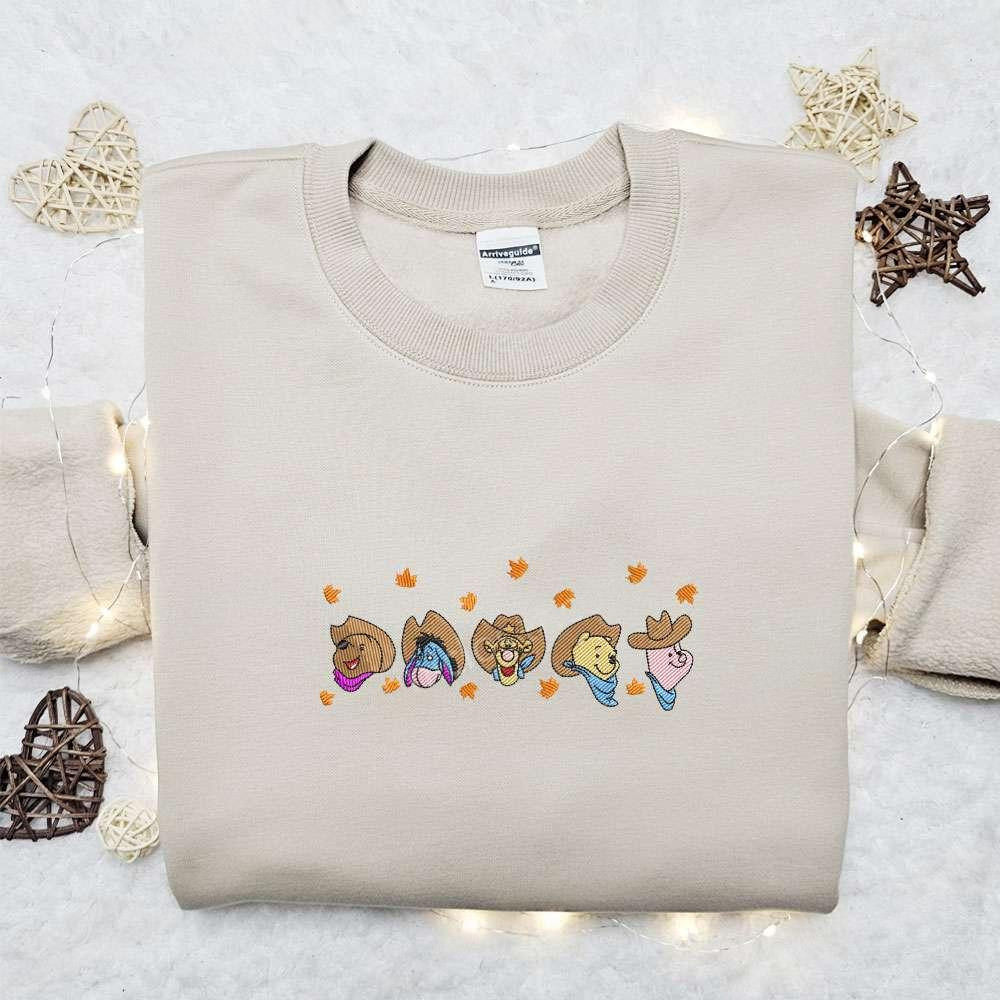 Winnie The Pooh Team Autumn Fall Embroidered Shirt  Best Halloween Gift Ideas