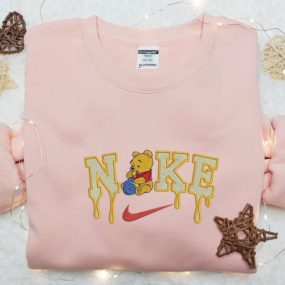 Winnie the Pooh x Nike Cartoon Embroidered Shirt Nike Inspired Embroidered Shirt Best Gift for Family