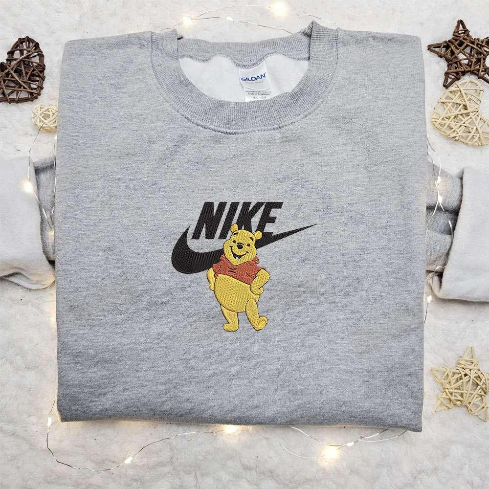 Winnie the Pooh x Nike Cartoon Embroidered Sweatshirt Disney Characters Embroidered Shirt Best Gift Ideas for Family