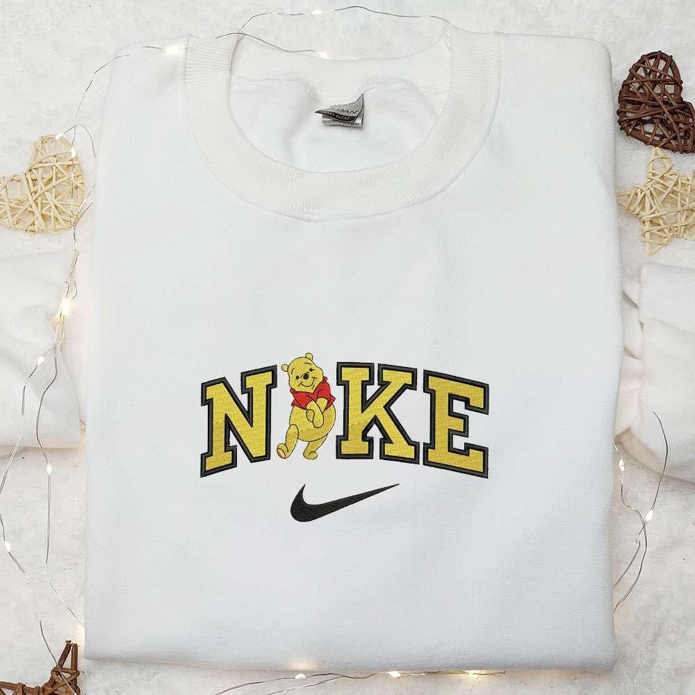 Winnie The Pooh x Nike Embroidered Shirt Disney Characters Embroidered Hoodie Cartoon Embroidered Sweatshirt