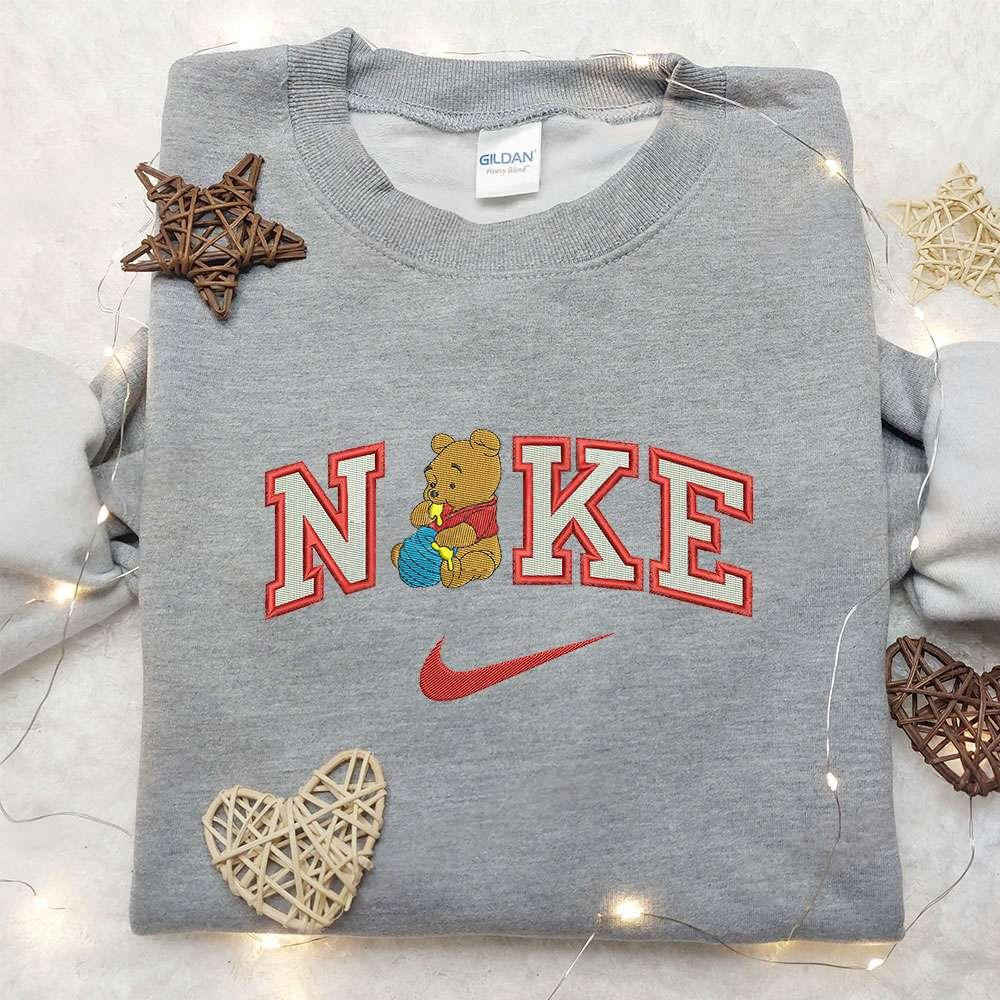 Winnie The Pooh x Nike Embroidered Sweatshirt Winnie The Pooh Disney Embroidered Sweatshirt Nike Inspired Embroidered Shirt