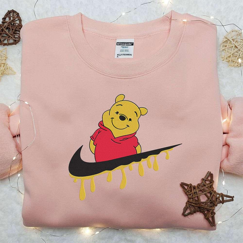 Winnie The Pooh x Nike Swoosh Embroidered Hoodie Winnie The Pooh Disney Embroidered Shirt Nike Inspired Embroidered Shirt