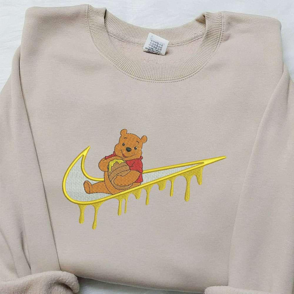 Winnie The Pooh x Nike Swoosh Embroidered Sweatshirt Winnie The Pooh Disney Embroidered Sweatshirt Nike Inspired Embroidered Shirt