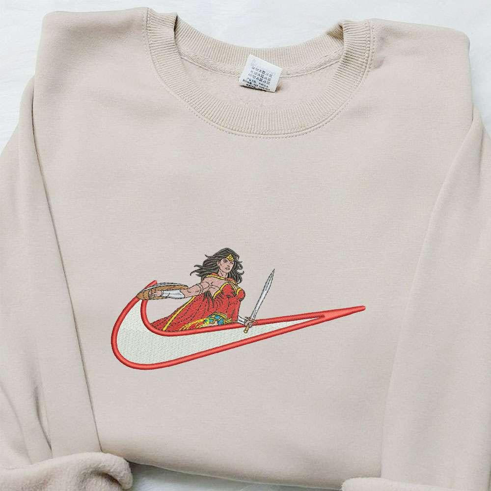 Wonder Women x Swoosh Movie Embroidered Hoodie Marvel Cinematic Universe Embroidered Shirt Best Gift Ideas for Family