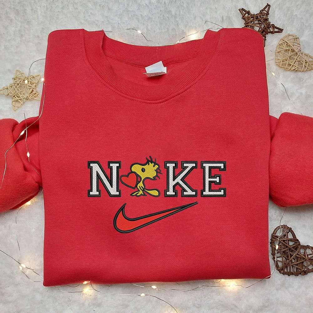 Woodstock Heart x Nike Embroidered Hoodie Peanuts Disney Embroidered Shirt Nike Inspired Embroidered Shirt