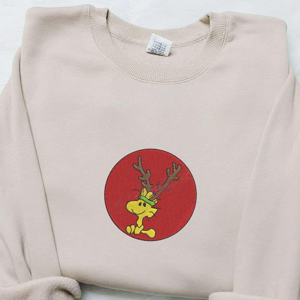 Woodstock The Peanuts Reindeer Embroidered Shirt Christmas Embroidered Hoodie Best Gifts For Family