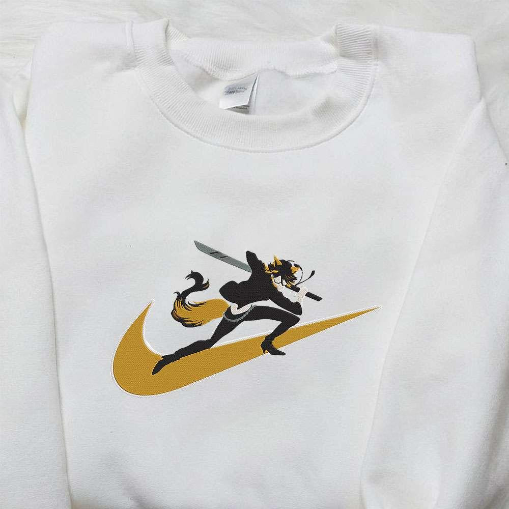 Yaiba X Nike Swoosh Anime , Anime Embroidered T-shirt Sweatshirt Hoodie, Inspired Anime Movie, Best Gift for Anime Fans