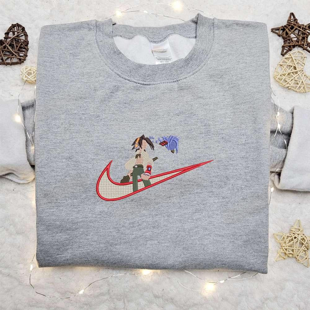 Yoh Asakura X Swoosh Embroidered Sweatshirt Shaman King Embroidered Shirt , Anime Embroidered T-shirt Sweatshirt Hoodie, Inspired Anime Movie, Best Gift for Anime Fans