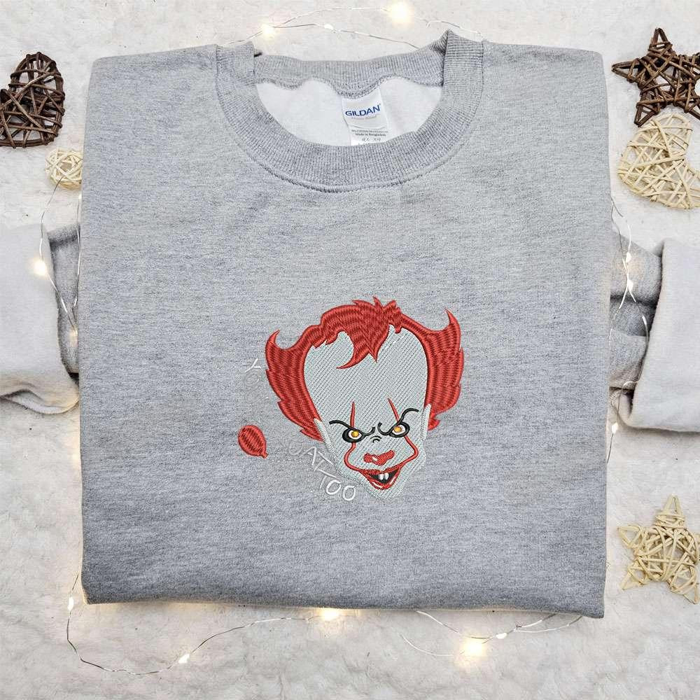 Youll Float Too Pennywise Embroidered Sweatshirt Horror Movie Embroidered Hoodie Best Halloween Gift Ideas