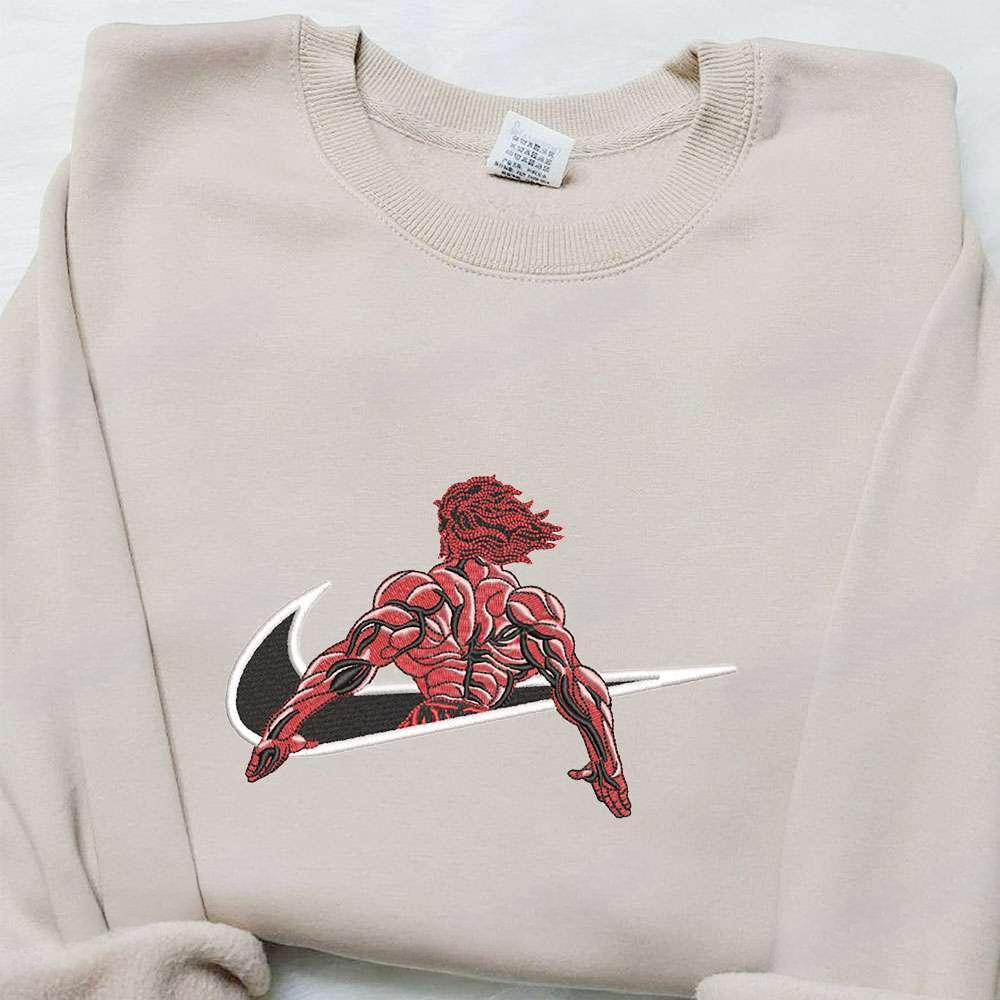 Yujiro Hanma X Nike Swoosh Anime , Anime Embroidered T-shirt Sweatshirt Hoodie, Inspired Anime Movie, Best Gift for Anime Fans
