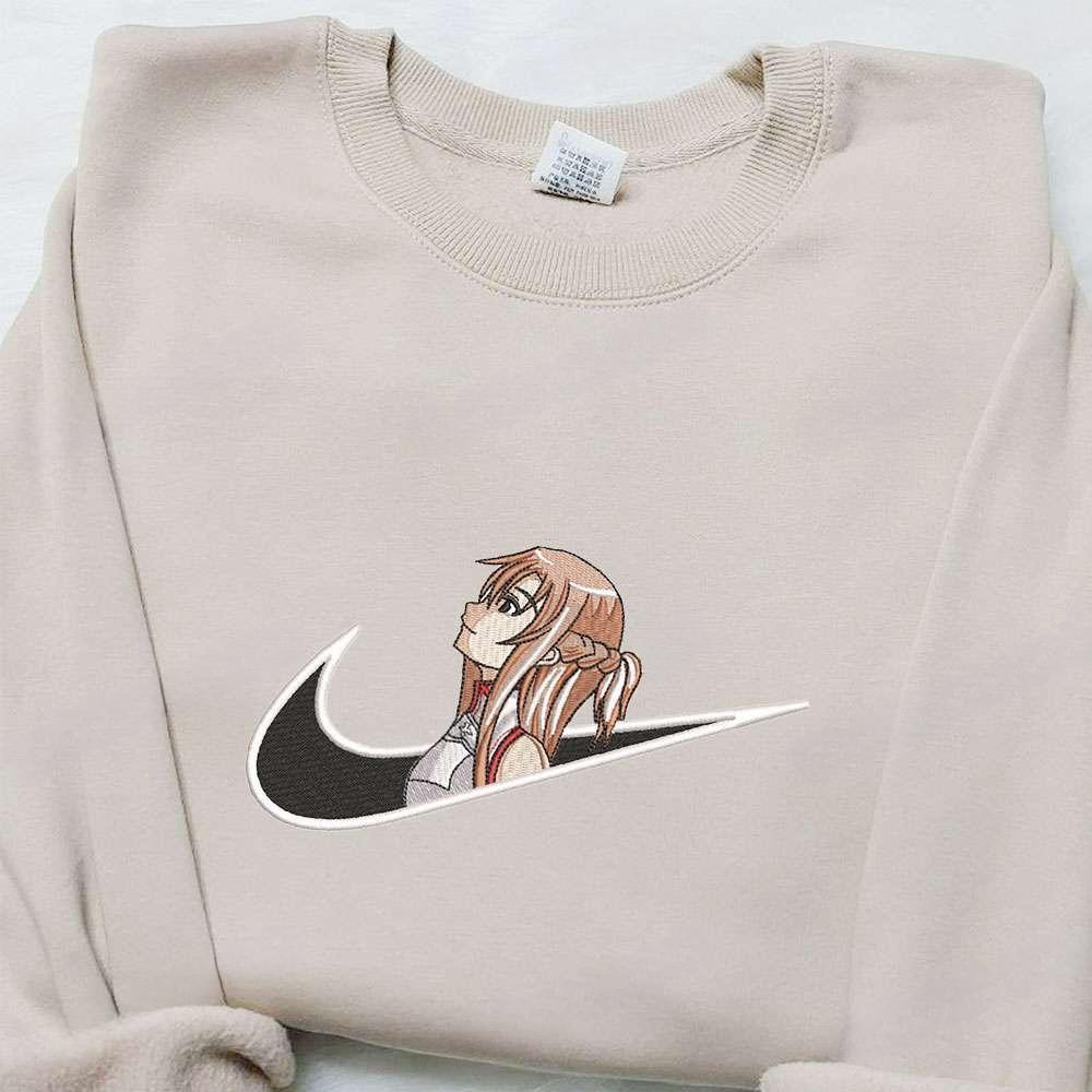 Yuuki Asuna X Swoosh Anime Embroidered Sweatshirt Sword Art Online , Anime Embroidered T-shirt Sweatshirt Hoodie, Inspired Anime Movie, Best Gift for Anime Fans