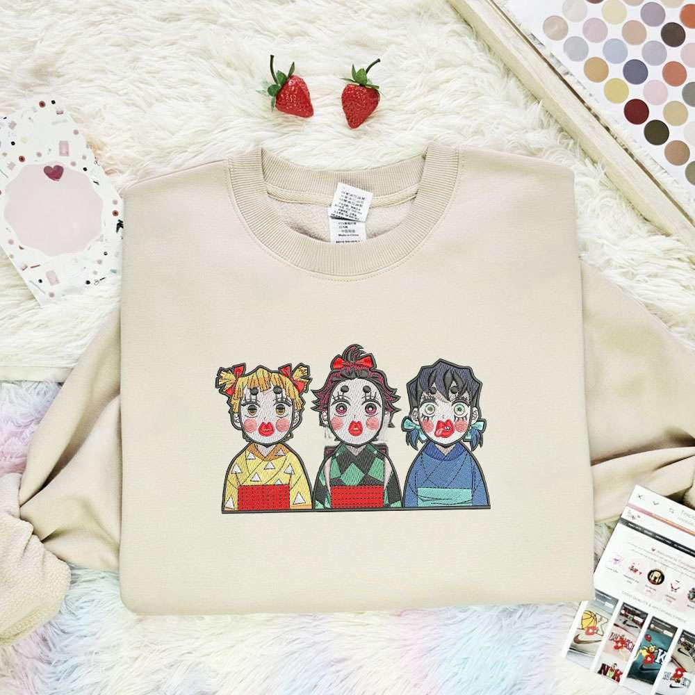Zenitsu Tanjiro Inosuke In Kimono Kimetsu No Yaiba Anime , Anime Embroidered T-shirt Sweatshirt Hoodie, Inspired Anime Movie, Best Gift for Anime Fans