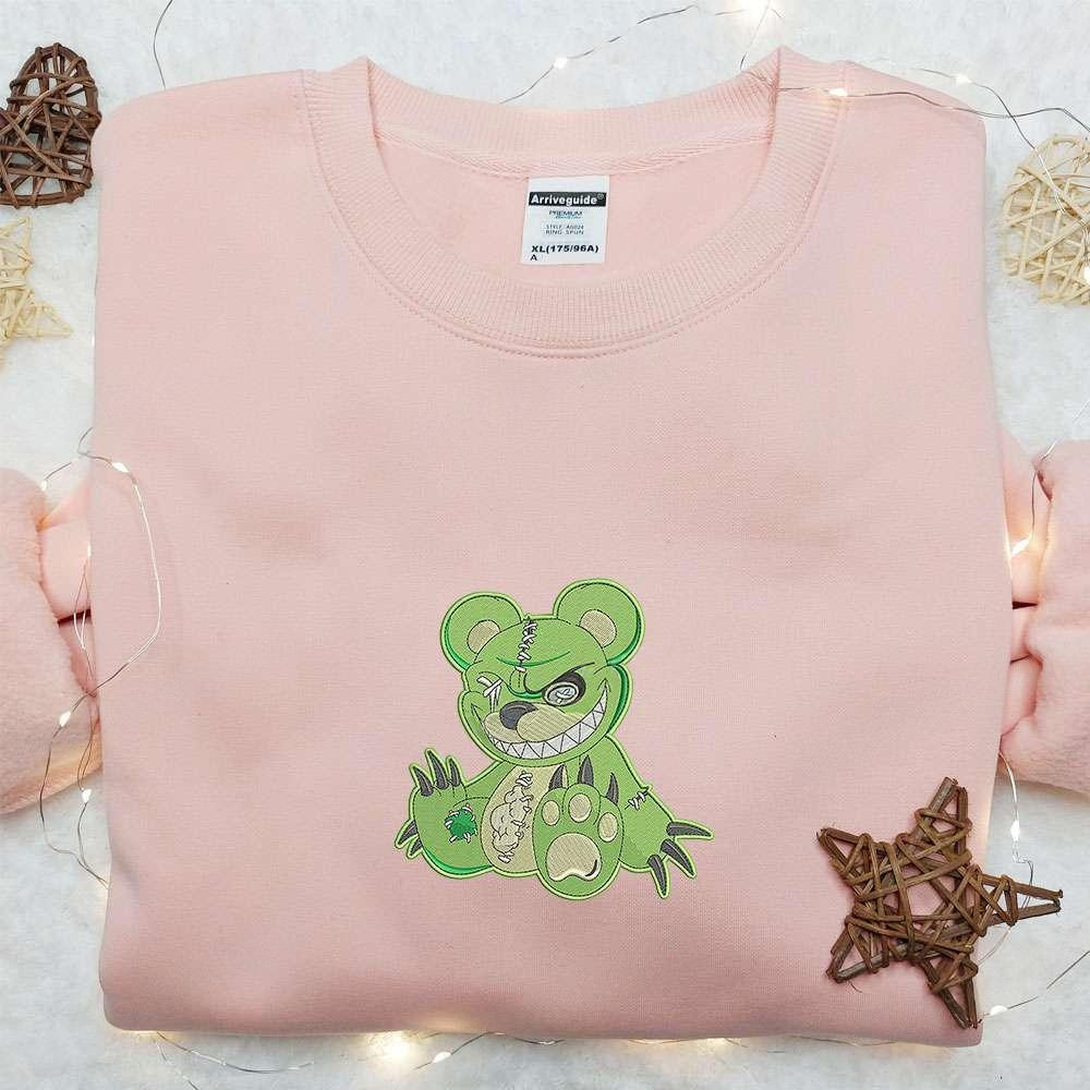 Zombie Bear Embroidered Sweatshirt Halloween Embroidered Hoodie Best Halloween Gift Ideas