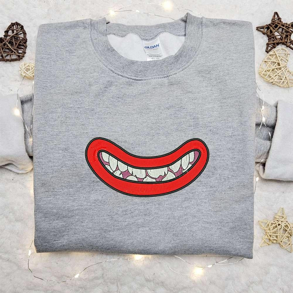 Zombie Mouth Embroidered Sweatshirt Halloween Embroidered Hoodie Best Halloween Gift Ideas