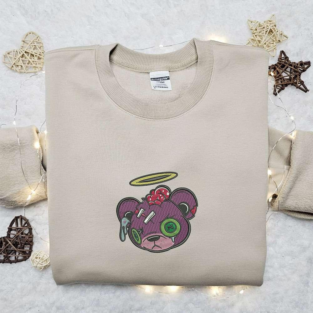 Zombie Teddy Bear Embroidered Sweatshirt Halloween Embroidered Hoodie Best Halloween Gift Ideas