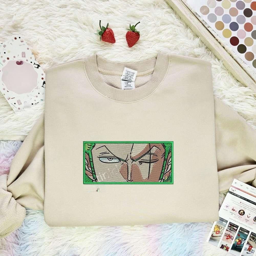 Zoro Eyes One Piece Anime Embroidered Shirt , Anime Embroidered T-shirt Sweatshirt Hoodie, Inspired Anime Movie, Best Gift for Anime Fans
