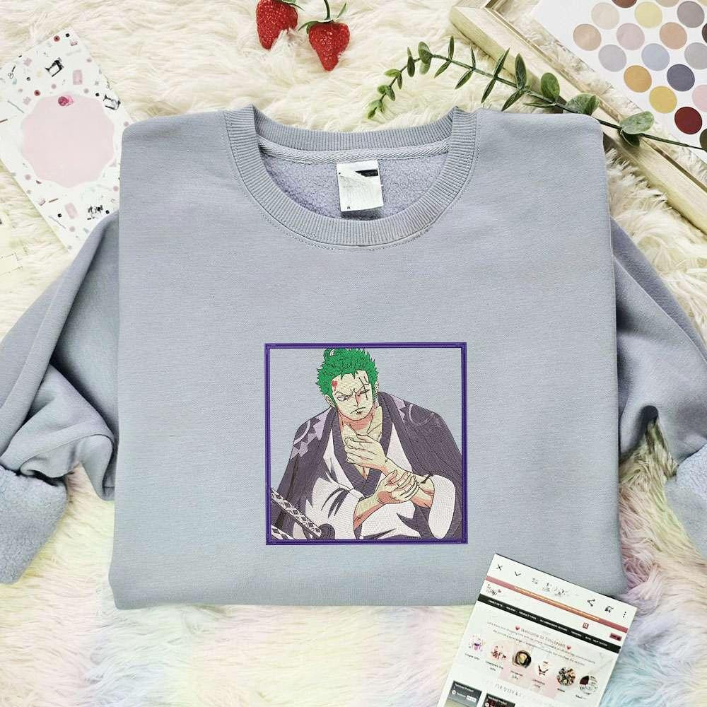Zoro In Kimono Piece Anime , Anime Embroidered T-shirt Sweatshirt Hoodie, Inspired Anime Movie, Best Gift for Anime Fans