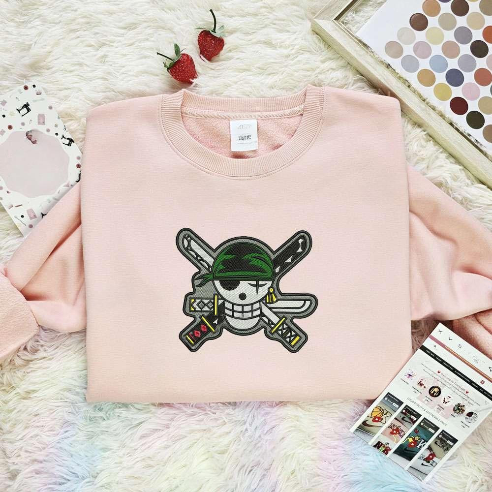 Zoro Jolly Roger One Piece Anime , Anime Embroidered T-shirt Sweatshirt Hoodie, Inspired Anime Movie, Best Gift for Anime Fans