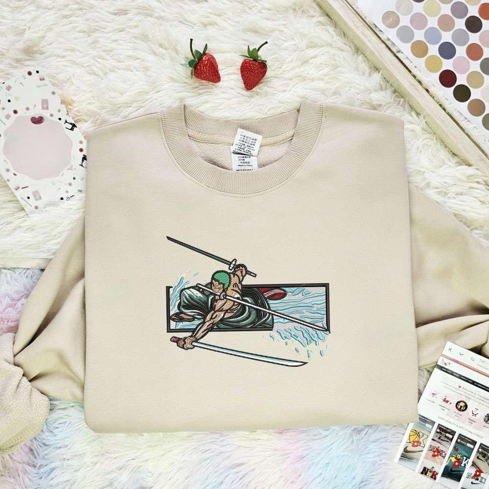 Zoro One Piece Anime , Anime Embroidered T-shirt Sweatshirt Hoodie, Inspired Anime Movie, Best Gift for Anime Fans