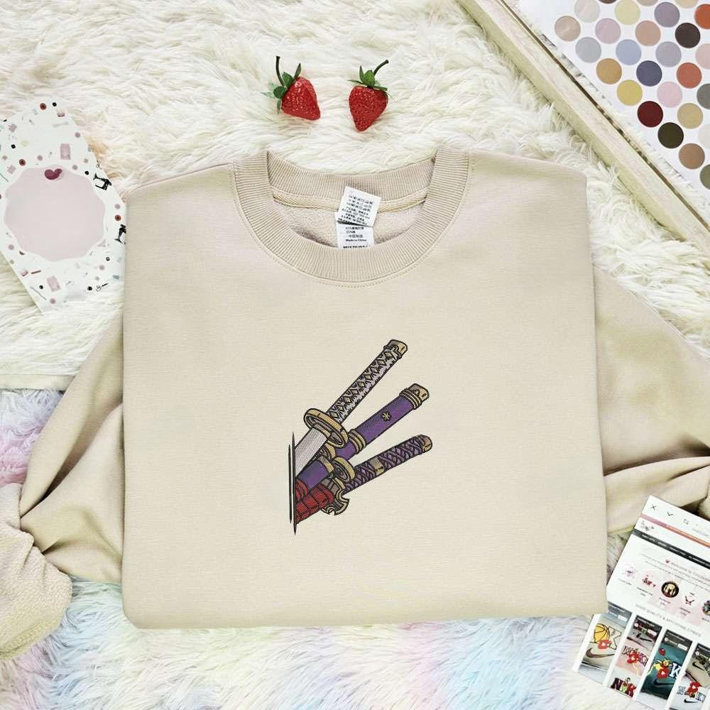 Zoro Swords One Piece Anime , Anime Embroidered T-shirt Sweatshirt Hoodie, Inspired Anime Movie, Best Gift for Anime Fans